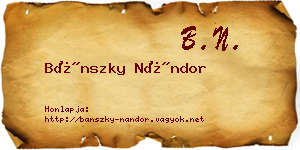 Bánszky Nándor névjegykártya